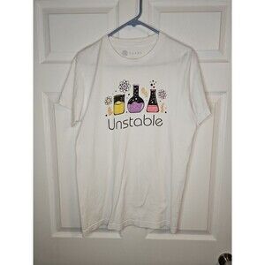 Unstable Chemistry T Shirt Womens Size M Medium White Fuego Short Sleeve